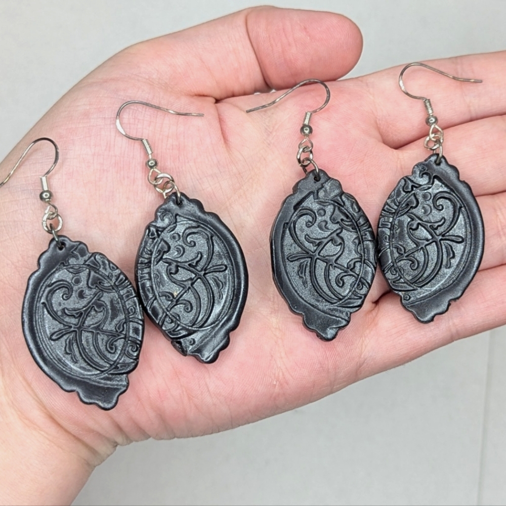 Gothic Art Nouveau Earrings - Picture 1 of 9